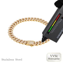 Nuoya Moissanite Cuban Chain 8mm 2 Rows Prong Iced Out VVS1 Stainless Steel Cuban Necklace Spring Clasp Bracelet Fine Jewelry