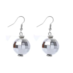 Disco Ball Costume Jewelry Decorations 1970s Silver Mirror Balls Bracelet Earrings 80s Necklace Rave Accessories for Women