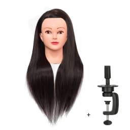 Synthetic Long Hair Training Head For Braid Hairdressing With Clamp Wig Stand Doll Head For Hairstyles Mannequin Head