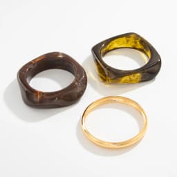 Salircon 3 Styles Vintage Punk Brown Thick Resin Acrylic Smudging Bangles Women Geometric Irregular Bracelets Pulseras Jewelry