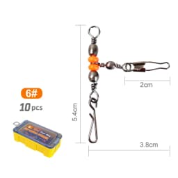 New 10pcs 1-2-3-Way Fishing Snap Connector 6#/8#/10# Stainless Steel Luminous Fishing Pin Connector Barrel Swivels Tackle