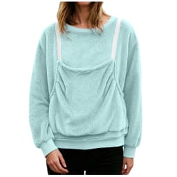 Women Fall And Winter Casual Plush Solid Color Pet Pocket Crew Neck Hoodless Sweatshirt Funny Jogging Suits Women Petite