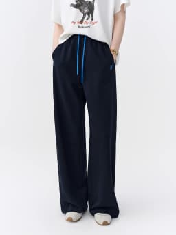 DUSHU 2026 Autumn New Women's Color-Block Drawstring Wide-Leg Pants Slimming Straight-Leg Trousers Available in Multiple Sizes