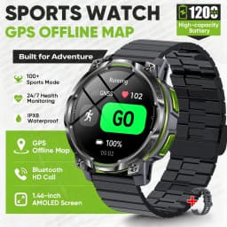 Men Military Built-in GPS Smart Watch Offline Map Navigation 1200mAh Battery Altimeter Compass Sports Watch For iOS Android 2026