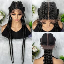 32 inches Large Four Braid Lace Wig for Black Women Braided Wig Full Lace Box Braids Wig Women Synthetic Braided