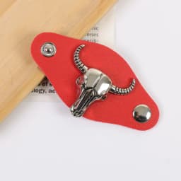 Western style cow head square scarf buckle retro metal denim square scarf clip unisex PU leather scarf buckle belt