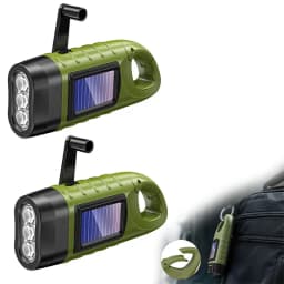 New upgrade 3LED Portable Outdoor Hand Crank Solar Powered Flashlight For Fishing Hiking With Folding Buckle Emergency Lamp