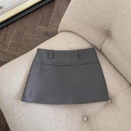 Black Suit Style Skirt Korean A-Line Wrap around Skirt Grey Short Skirt for Women Spring Summer Casual Polyester Fiber