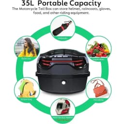 1pc 35L Motorcycle Top Box, Motorcycle Trunk ABS Material Wear-Resistant with Lock, Motorcycle Accessories,Motorcycle Helmet