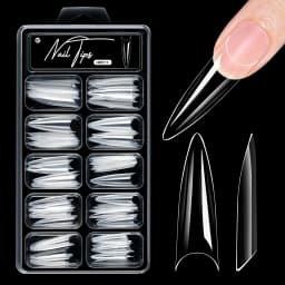 100pcs Almond Square Traceless Transparent False Nail Stickers Full Cover Pressed Nail Acrylic Suitable for Nail Art Extension