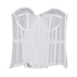 Sheer Corset Waist Shaping Girdle Fishbone Bustier with Tied for Women