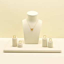WoodTen 3PCS Set Rings Display Rack Jewelry Display Stand Microfiber Pearl Ring Jade Earring Counter Display Stand Ring Holder