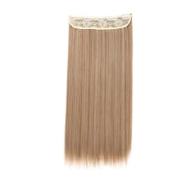 24Inch Synthetic Long Straight 5 Clips One Piece Invisible Hair Extensions Black Brown Hairpiece for Women