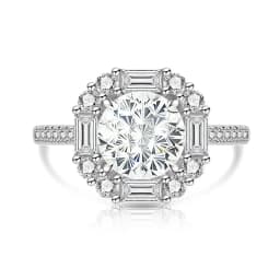 925 Sterling Silver Light Luxury Elegant Dahlia Cut High Carbon Diamond Sugar Cube Ring Women's Jewelry