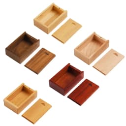 5PCS Unfinished Storage Boxs Solid Natural Wooden With Sliding Top For Necklace Ring Gift Blank Box USB Decorative Gift Case Box