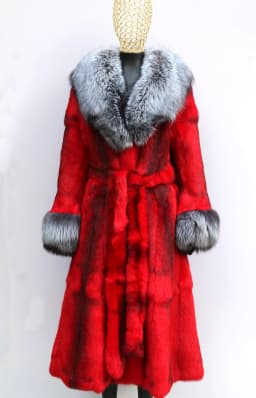 Leopard Print Real Rabbit Fur Coat for Women Long Thickened Warm One-Piece Autumn Winter Fashion with Fox Fur Collar