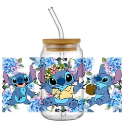 popular UV DTF 3D Cup Wrap Sticker Cute Cartoon blue Monster Design For 16oz Mugs DIY Durable Decal Transfer stickers