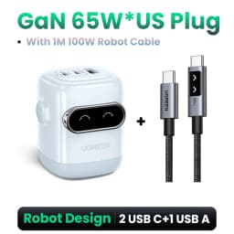 【US Plug】UGREEN 65W 30W GaN Charger Robot Design QC4.0 3.0 PPS for iPhone 18 17 16 Pro Macbook Laptops Tablet PD3.0 Fast Charg