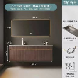 Light Luxury Bathroom Cabinets Rock Slab Integrated Washbasin Modern Solid Wood Bathroom Sink Cabinet Vanity Bathroom Furniture
