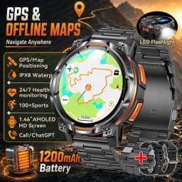 New Upgrade GPS Offline Map Position Smart Watch 1200mAh Battery IPX8 Swim Heart Rate 1.46”AMOLED Screen Men Women Fitness Watch