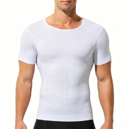 1Pcs Seamless Compression Shirt for Men, Slimming Abdomen Body Shaper Short Sleeve Vest, Workout Undershirt for Daily Training