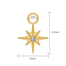 Right Grand ASTM F136 Titanium Starburst CZ North Star Charm Pendant for Ear Lobe Hoop Huggie Dangle Earrings