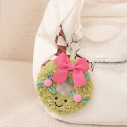 Sweet Green Wreath Plush Toy Stuffed Smiling Humanoid Pink Bow Tie Plushie Kawaii Home Decor Christmas Gift