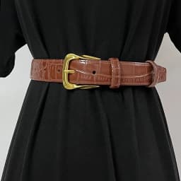 Cowhide Gold-Plated Buckle Belt Original Retro Classic Embossed Ladies Crocodile Belt Versatile Genuine Leather Trend 2.8cm Widt