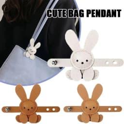 Cute Cartoon Bunny Bag Charm Adjustable DIY Bag Pendant PU Leather Solid Color Bag Decoration