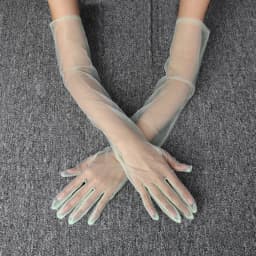 55cm DIY Cosplay Thin Transparent Mesh Long Women Solid Gloves Prom Party Accessories Etiquette Photo Shoot Anime Exhibition