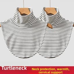Women's Versatile Stripe Half High Neck Faux Collar Scarf Neck Protection Winter Cold Resistance Autumn Spring Fashion Accessory