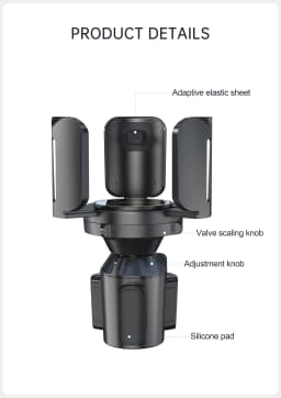 Upgraded 64oz Large Cup Holder Expander with Coaster for Car, Expandable Cup Holder Adapter with Adjustable Base