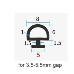 5/10M Bottom Width 5/6/7mm EPDM Sealing Strips Bridge Aluminum Door/Window Sealed Plastic Energy Saving and Doors