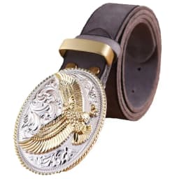 gold eagle big buckle full grain real leather 100% genuine leather hawk mens belts luxury high quality camel brown cowboys women