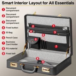 Briefcases for Men, Anti-Theft Dual Lock Briefcase with 16 Inch Laptop Compartment, Waterproof Faux Leather, Brief Cases Men wit