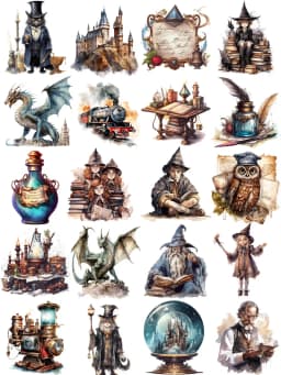 20Pcs/Pack Magic School Sticker DIY Craft Scrapbooking Album Junk Journal Decorative Stickers