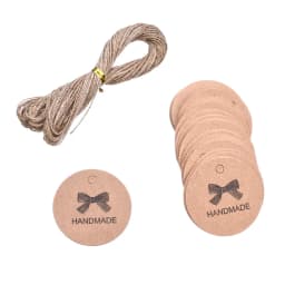 100pcs Vintage Round Paper Gift Tags Blank Thank You And Handmade Labels On The Back For Small Business Packaging With Twine