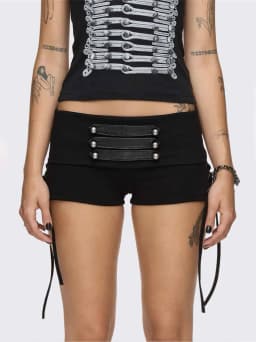 Nibber Patchwork Shirring Short Women High Street Hottie Trend Rivet Metal Hollow Skinny Sexy Hottie Midnight Club Party Outfits