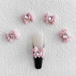 10pcs Resin Bow Nail Art Decoration With Heart Crystal Rhinestones Pearls Accessories For Nails Art Decoration Supplies