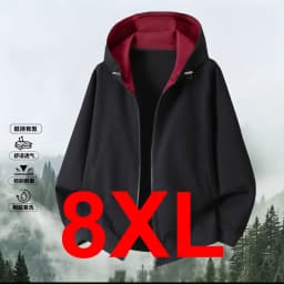 Zippered Hoodie Jacket Men 10XL 11XL Plus Size Hoodies Fashion Casual Solid Color Hoodies Male Spring Autumn