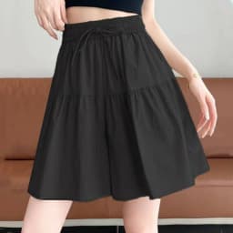 Ice Silk Casual Bloom Short Pants Women's High Waist Loose Thin Wide Leg Five-Quarter Length Commute Style Korean Fashion