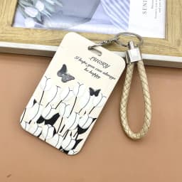 1 Pcs Simple Black And White Flowers Card Holder Campus Student Card Work Permit Bank Card Bus Card ABS Plastic Card Cover