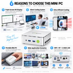 GMKtec G10 Ryzen 5 3500U Mini PC Windows 11 Pro Dual Channel DDR4 3200MHz NVMe SSD WIFI5 BT5.0 Desktop Office Gaming Computer