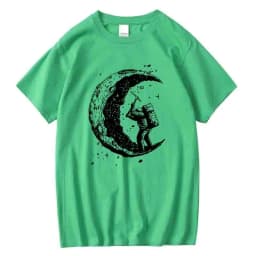 Men's High Quality Cotton Blend Moon Print Casual Summer Cool Short Sleeve Men Tshirt Loose t-shirt Male Tee Shirts Male Tee Top