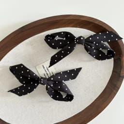 2pcs Sweet polka dot bow hair clip, side clip, French retro, niche, high-end bangs clip, bow hair accessory