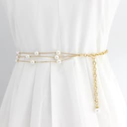 Multilayer Pearl Thin Long Belt For Women Elegant Gold Metal Body Chain Apparel Dress Decor Adjustable Female Waist Bands Straps