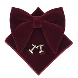 Big Bow Tie Set Velvet Bowknot For Men Pocket Square Cufflinks Set With Big Bowties Men Women Party Wedding Accessories Cravatas