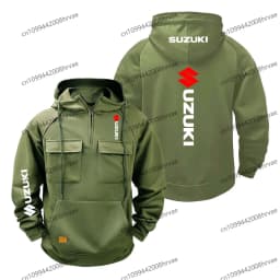 Suzuki men's hoodie, printed training jacket, half-zip hip-hop top, pullover sweatshirt, spring/autumn style, 2026.