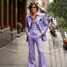 Vintage 3 Piece Men Suit Peak Lapel Single Breasted Tuxedo 70s Disco Groom Custom Bespoke Male Retro Stage Formal Costume Wear