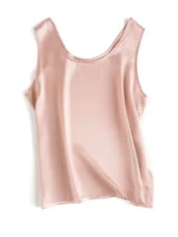 SuyaDream. Women Basic Cozy Tanks, 100% Real Silk, O Neck Sleeveless Chic T Shirt, 2025 Solid Summer Vests, White, Pink, Beige